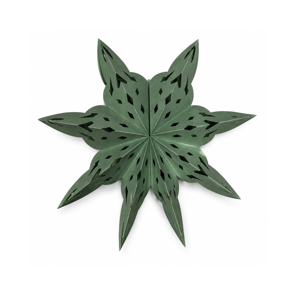Plum Pudding Christmas 8 Pointed Paper Star 45cm Green